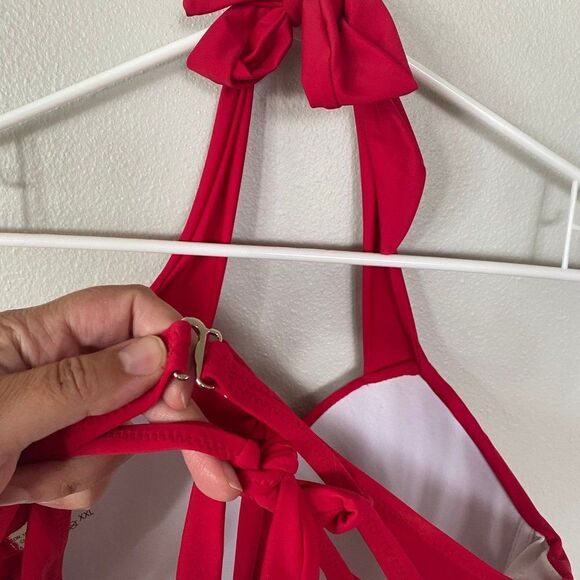 Sexy Red Lightly Padded Halter Swim Suit Top, Size XXL - Picture 5 of 11